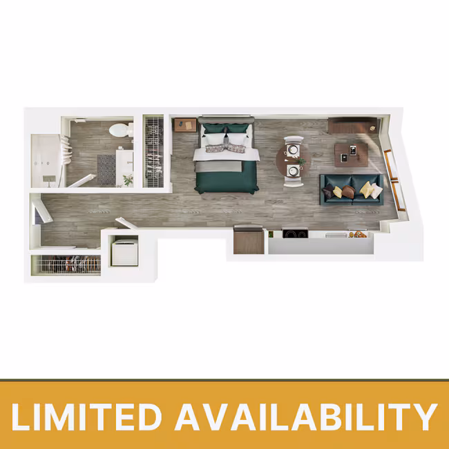1BR/1BA - A3 Private floor plan
